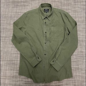 Men’s army green A.P.C. Button down XS